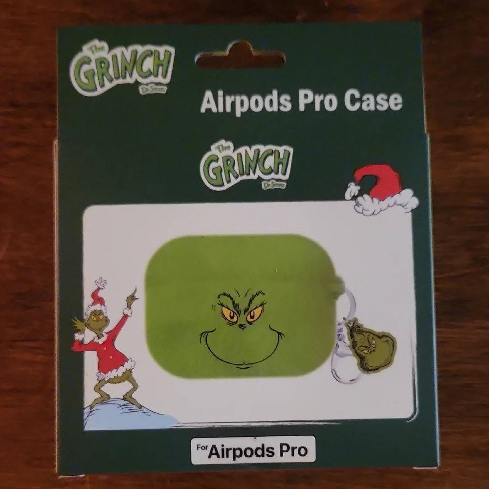 The Grinch Green AirPods Pro Fuzzy Case With Clip, Bag Charm Dr Seuss